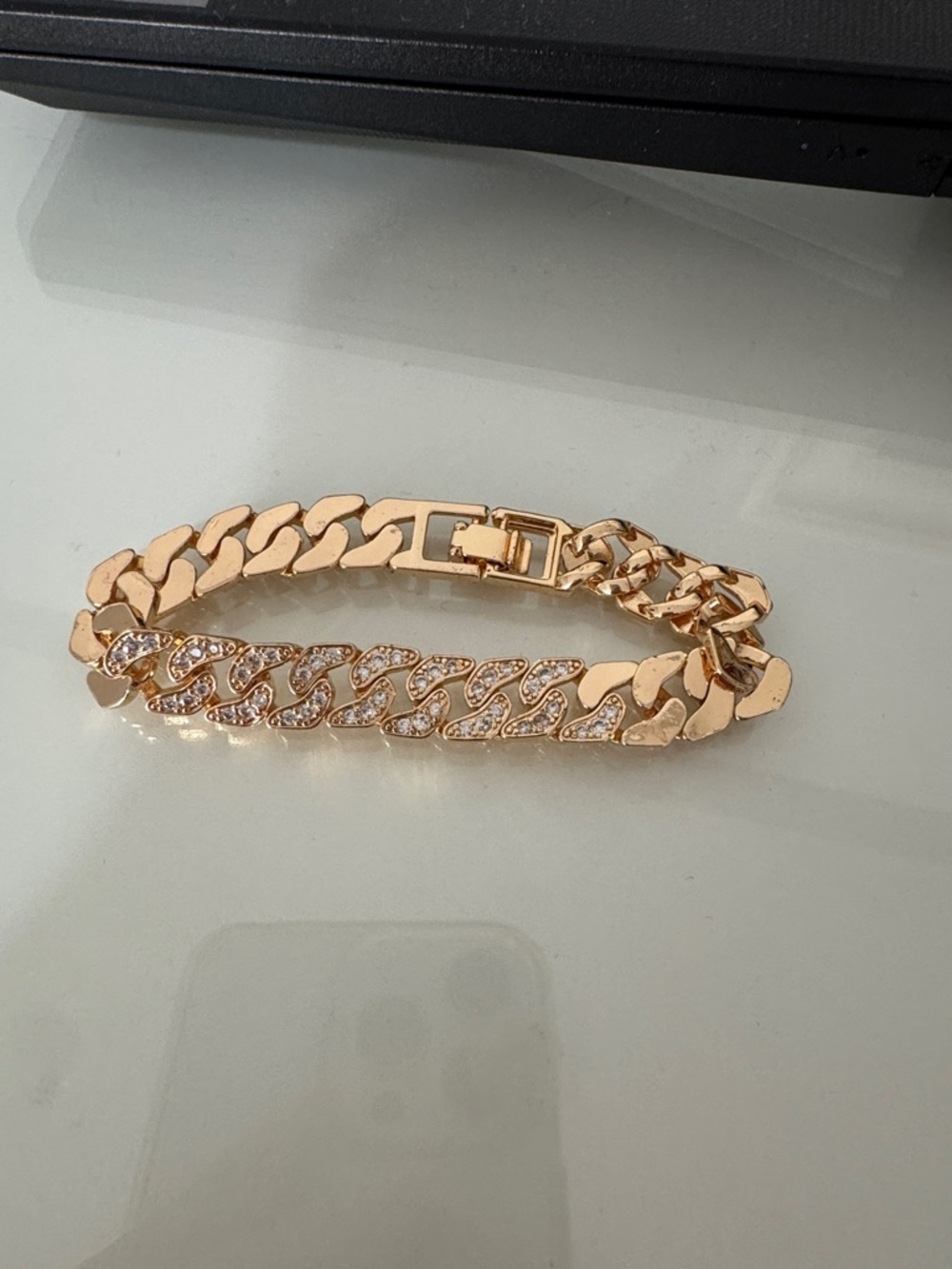 Gold Crystal Cuban Link Bracelet - Women Jewelry